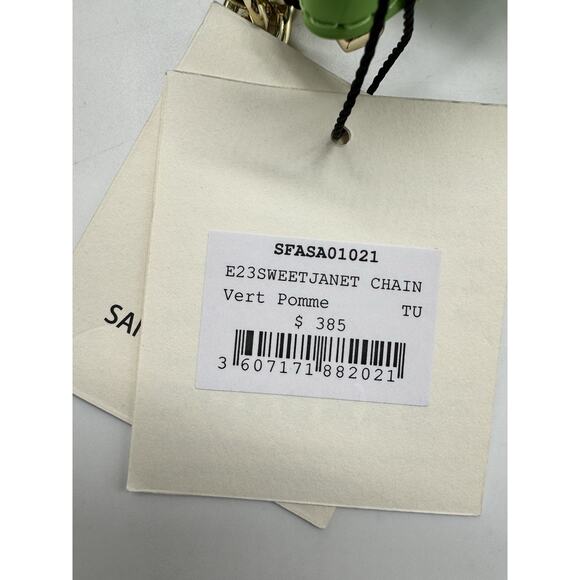 NWT Sandro Sweet Janet Chain Shoulder Bag Vert Pomme Green Apple Small Purse - Picture 13 of 15